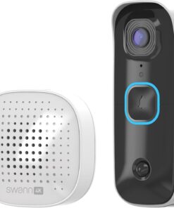 Swann Buddy4K UHD Wireless Video Doorbell & Chime | No Monthly Fee | Ultra-Wide 165° View | Smart Analytics | 2-Way Audio | Night Vision | Easy Installation | Indoor & Outdoor Surveillance | 4KBUDDY
