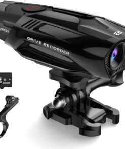Motorcycle Helmet Camera, R3 Bike Video Camera,1080P Sports Action Camera, 120° Wide Angle Camcorder, IP67 Waterproof Dash Cam with 3 Types of Installation and 32G Card