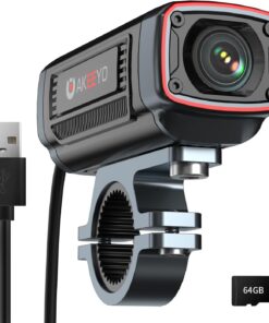 AKY-710S Motorcycle/Bike Camera 4K 28fps, 2K 55fps, Wide-Angle 142°, IP67, 5MP, Loop & Emergency Recording, Parking Monitor, Bicycle,Outdoor Sports, Rechargeable, 64GB Card Included
