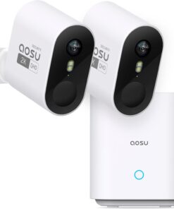 AOSU Security Cameras Wireless Outdoor Home System, True 2K HD Night Vision, No Subscription, 240-Day Battery Life, 166° Wide View, Spotlight & Siren Alarm, Motion Alert, Support 2.4G & 5G WiFi Router