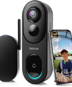 Doorbell Camera Wireless, 360° Panoramic View, No Monthly Fee, 1:1 Head to Toe, 5MP Video Doorbell Battery, 2.4GHz Wi-Fi