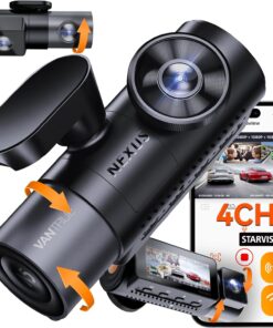 Vantrue N5 4 Channel WiFi 360° All Sides Dash Cam, STARVIS 2, IR Night Vision, 2.7K+1080P*3 Front Rear Inside Dashcam, Voice Control, GPS, 24 Hours Buffered Parking Mode Dash Camera, Support 512GB Max