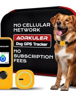 GPS Tracker for Dogs No Subscription, GPS Location Without Cell Network, Suita() ble for Open Areas with Poor Network Signals No Monthly Fee IP67 Waterproof (Tracker 2)(Yellow)