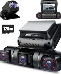 PRUVEEO 360 Degree View 4 Channel Dash Cam Front and Rear Inside Left Right, Dash Camera for Cars, Built-in GPS WiFi Night Vision, 24/7 Recording Parking Mode Monitor, Free 128G Card