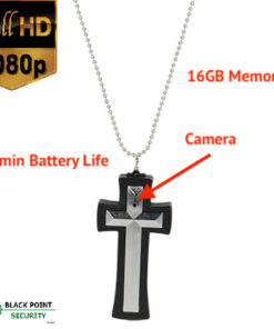 Black Cross Necklace Hidden Spy Camera with DVR