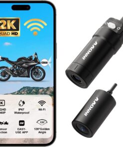 K6 Motorcycle Dash Cam Dual Channel QHD 2K+1080P, IP67 Waterproof Mini Motocam with Wi-Fi, 120°Golden Angel, G-Sensor Detection, Support 256GB(SD Card not Included)