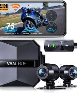 Vantrue F1 Motorcycle 4K Dash Cam Front and Rear, 4K + 1080P Motorcycle Camera, Full Body IP67 Waterproof, GPS Wi-Fi, 160° Wide Angle, Wired Remote, Night Vision, G-Sensor, Parking Mode, Support 512GB